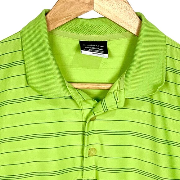 Nike Golf Mens Dri-Fit Green Striped Polo Shirt Size XL Short Sleeve Athleisure - Picture 2 of 8